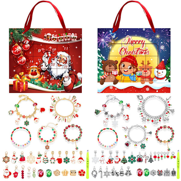 DIY Pärl armbandssats - 24-luckors julnedräkningsblindbox för flickor