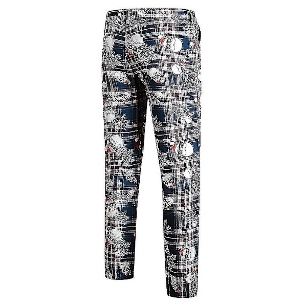 Män Jultryck Chino Byxor Julparty Fancy Dress Lång Kostym Pa Navy blue 4XL