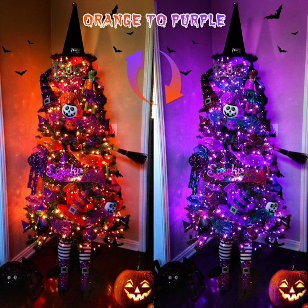 200 LED Flerfärgade Julbelysning Utomhus Vattentät, Utbyggbar 20m Orange and Purple Connectable 200 LED