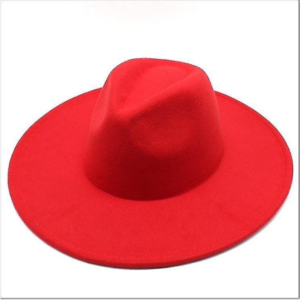Varm vinter Klassisk Fedora-hatt med bred brätte Svart Vit Ullhattar Red color