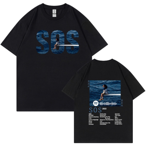 Höst Herr Dam Luvtröjor SZA Music Album SOS Grafisk T-shirt 100%Bomull black L