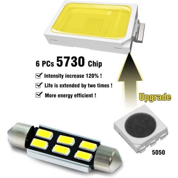 SOCAL-LED 2x 4210 42mm Festoon LED Lampor Canbus 6W Högeffekts Br