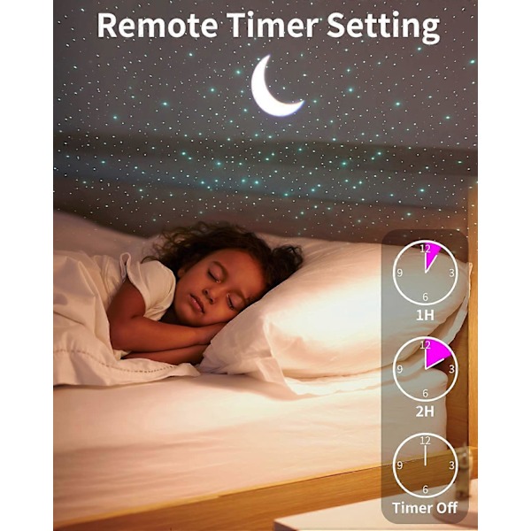 Nattlampa för Barn 4 i 1 med Bluetooth-Högtalare Fjärrkontroll Timer, LED Galaxy Projektor Justerbar