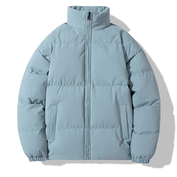 Läsbart Herr Vinterjacka Casual Oversize Stå Krage Tjock Ja ljusblå 2XL