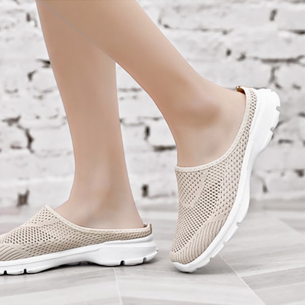 Damskor Muletofflor Slip-on Sneakers Stickade Ballerina Plattform Lätt Andningsbara Halksäkra Vandringsskor 40