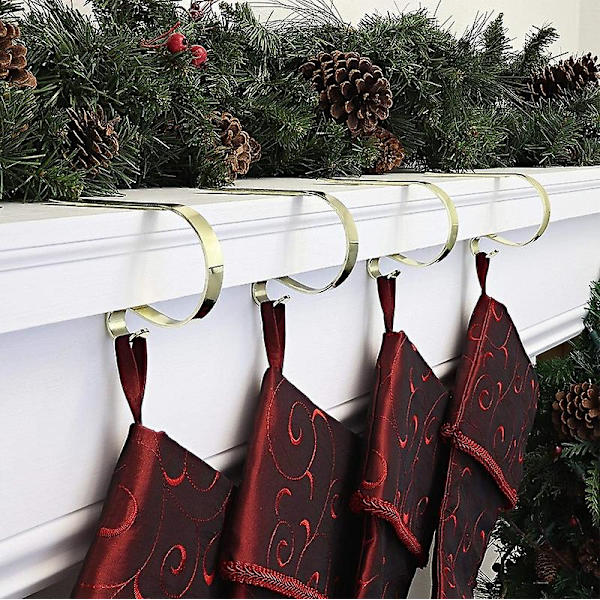 Julstrumporhållare för Mantel Set om 4 Julstrumporhållare