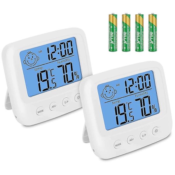 Inomhustermometer Hygrometer, Babyrumstermometer Set om 2, / / Klocka / Datum