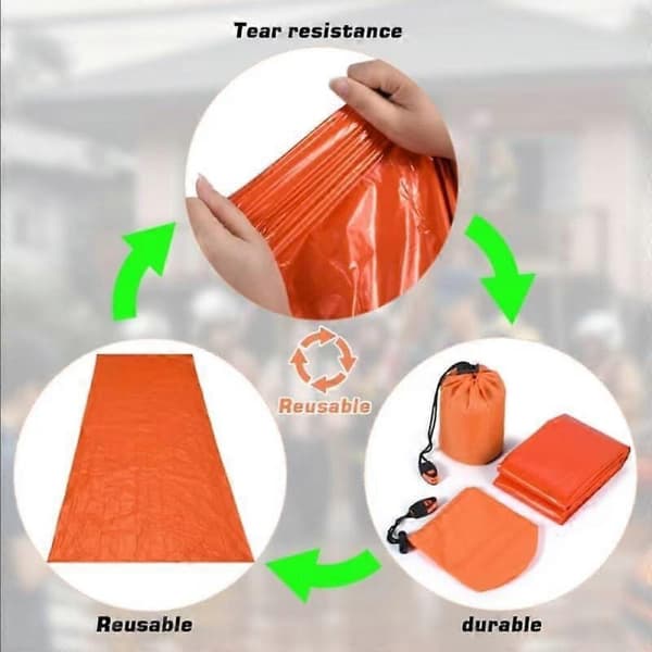 2-pack sovsäck för utomhuscamping med termisk nöd-isolering