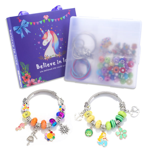 Adventskalender - 76 st Unicorn Exklusiv Armband Presentask DIY Carto