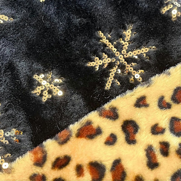 Svart Jultomtehatt Leopardmönster Jultomtehatt Paljetter Plysch Jul