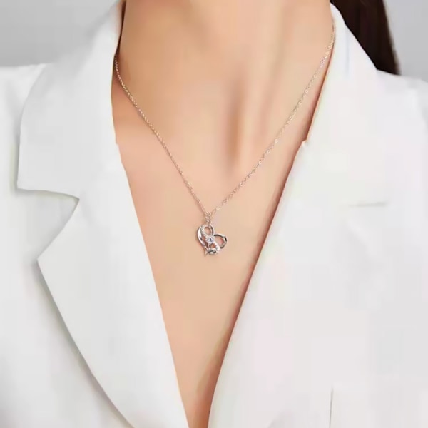Lyckotalhänge med ny design, lång kedja, diamant, inklusive presentask, jul