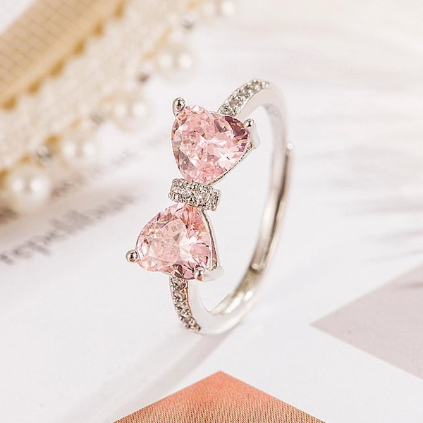 Justerbara Ringar med Rosa Rosett i Legering för Kvinnor och Flickor - Bröllopsmode Smycken Kärleksgåva