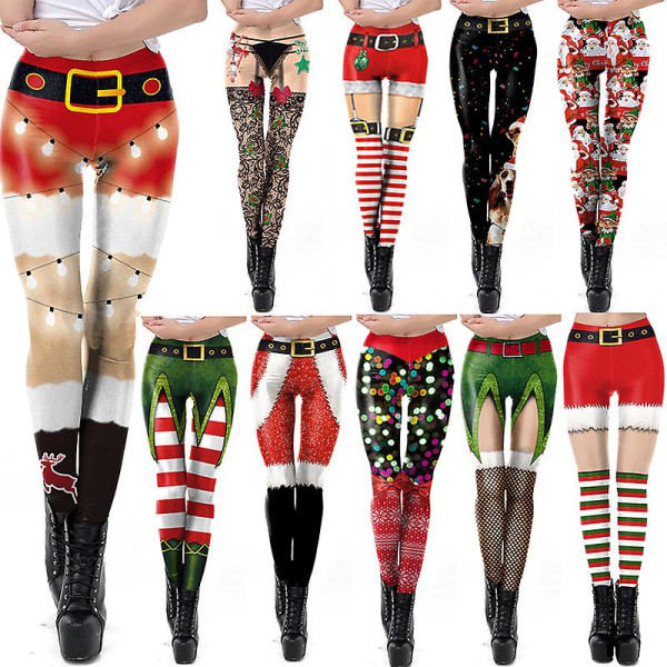 Kvinnor Leggings Mode 3d Digital Printing Christmas Leggings Roliga Se SKDK092 S