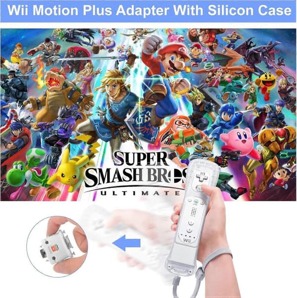 Motion Plus Adapter Sensor med Silikonfodral för Nintendo Wii Fjärrkontroll, 2-Pack, Vit, Kompatibel med MotionPlus