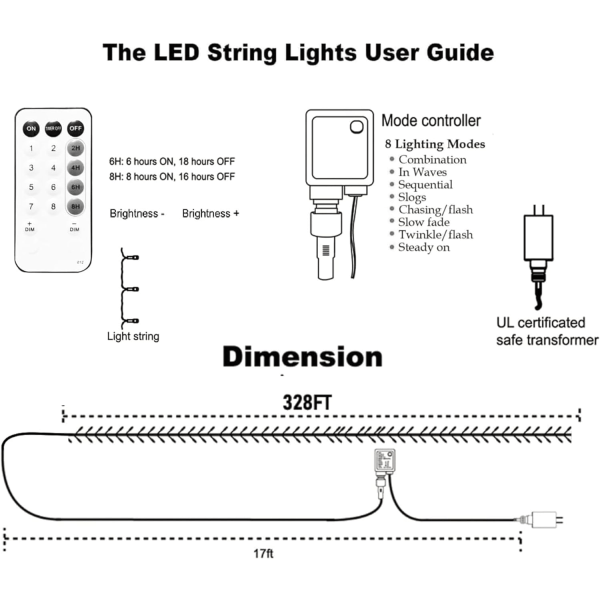 Ljusslingor för utomhusbruk, 1000 LED 100 meter, Plug-in-modell Purple & Orange 1000 LED