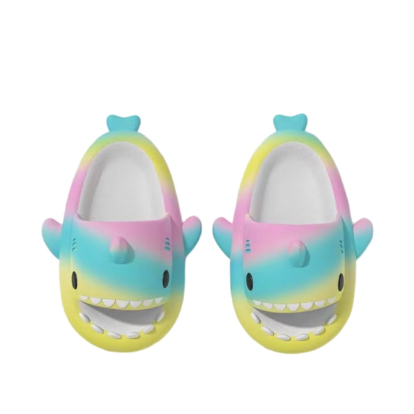 Rainbow Cloud Shark Tofflor Gradient Färg gulgrönt pulver 37