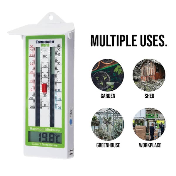 Digital Max Min Växthustermometer Rumstemperatur - Klassisk Max Min Termometer För Att Mäta Maximala Och Minimala Temperaturer - Enkel Väggmontering