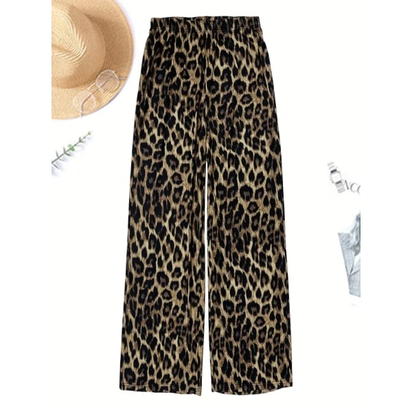 Plus Size Casual Outfit Tvådelad Set, Dam Plus Leopard Print Leopard Print 2XL