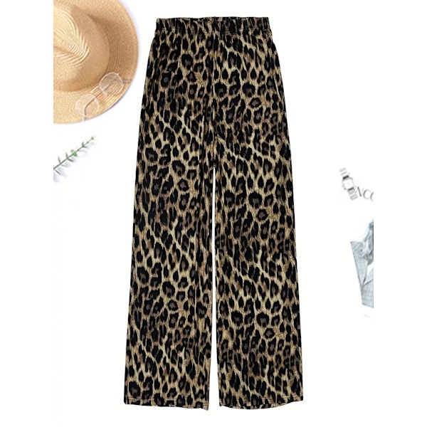 Plus Size Casual Outfits Tvådelad Set, Dam Plus Leopard Print Men Leopard Print 4XL