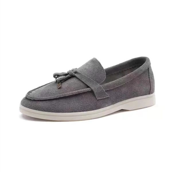 Damskor Loafers Mockasin i Mocka Casual Bekväma Gray 39