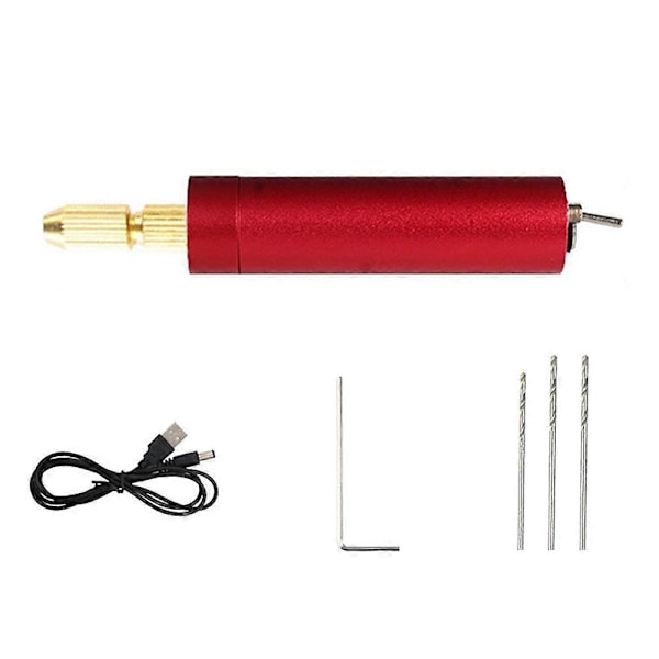 Mikro Elektrisk Borrsats för Resin elektriskt handtag DIY röd
