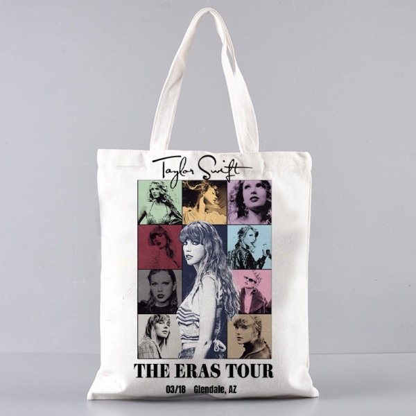 TS The Eras Tour Canvas Shopping Bag Axelväska Shopper Bags Presenter för Fans Musikälskare