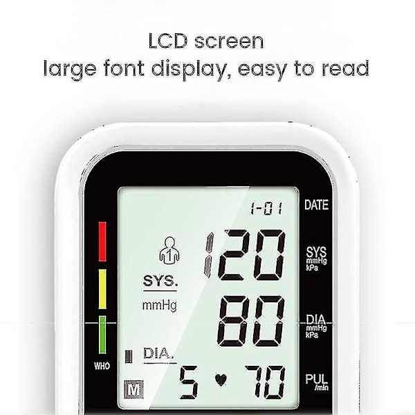 Digital LCD-skärm Övre Arm Blodtrycksmätare Elektronisk Sphygmoma