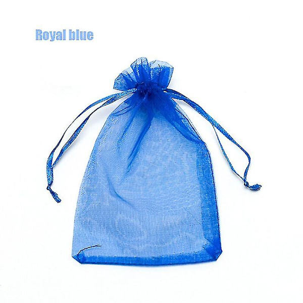 100st 22 Färger 7x9 9x12 10x15 13x18 Cm Dragable Organza Väskor Smycken royal blue 7x9cm 100pcs