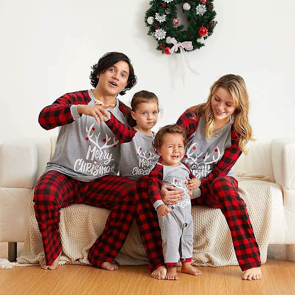 Jul Familjematchande set Sovkläder Baby Barn Vuxen Xmas P Baby 6-12 Months