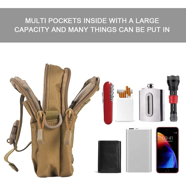 Taktiska Midjeväska, Universal Utomhus Midjeväska | Molle EDC Pou 8 Khaki