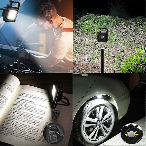 Mini Uppladdningsbara LED Inspektions Arbetslampor Magnetisk COB Bärbar Liten Nyckelring Vattentäta Ficklampor för Nödbelysning Camping Reparation