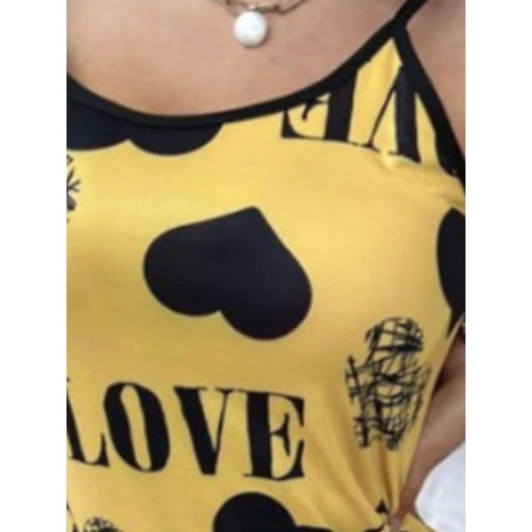 Nattklänning i Plus Size för Kvinnor, Hjärtformad Bokstavsdesign, Mode C Yellow 2XL