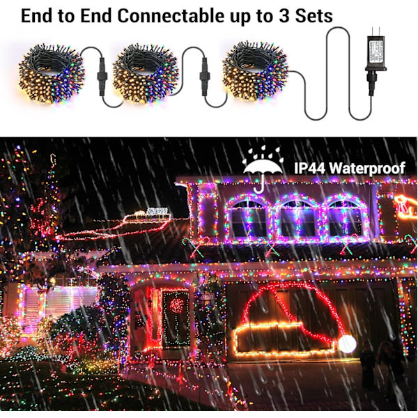 Julbelysning, 20 meter 200 LED Färgväxlande Trädbelysning 11-Funktioner RGB - String 500 LED