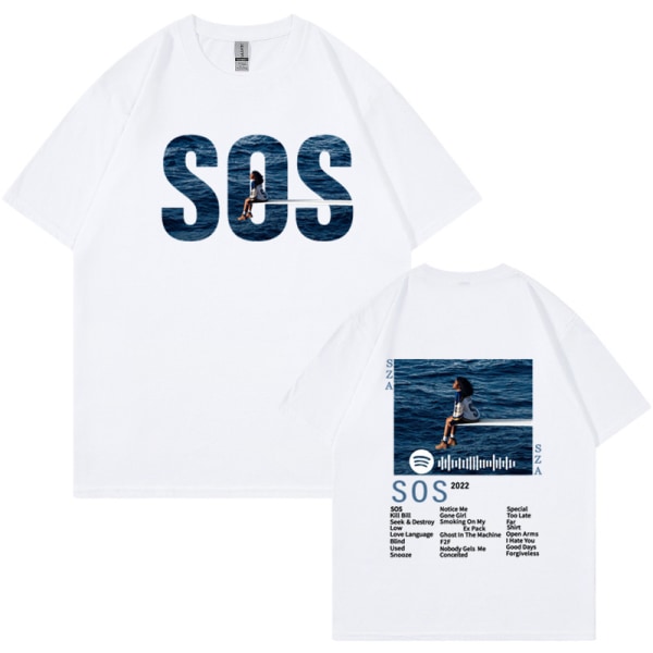 Höst Herr Dam Luvtröjor SZA Music Album SOS Grafisk T-shirt 100%Bomull white M