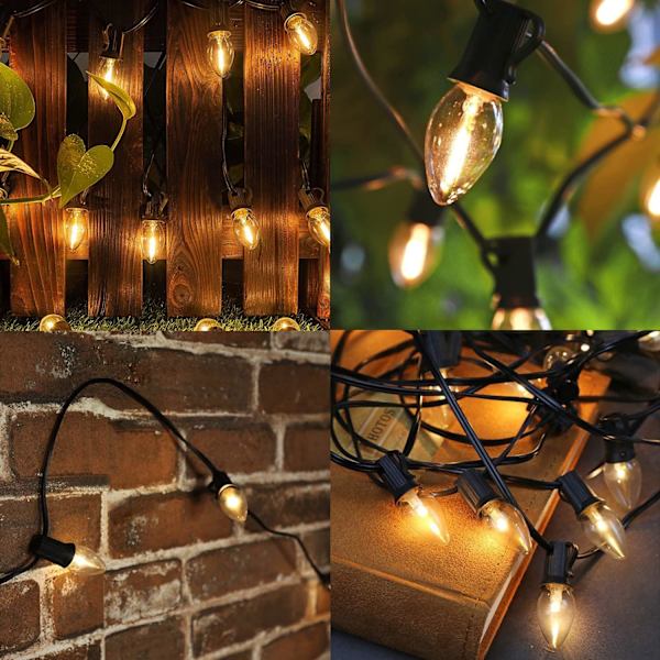 Pallerina C7 LED julbelysning 25Ft Flerfärgad julsnöre Lig Clear Light