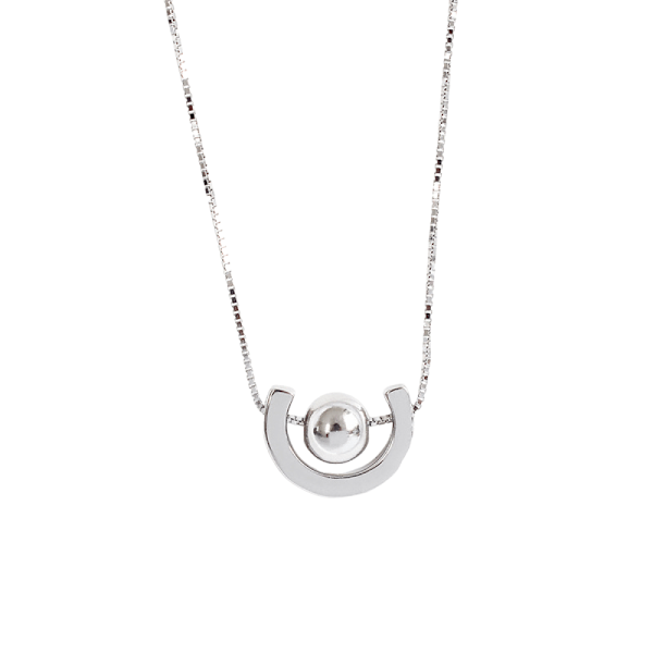 Lång kedja i sterling silver med bollhänge, enkel damhalsband, 925 silver, kedja, jul
