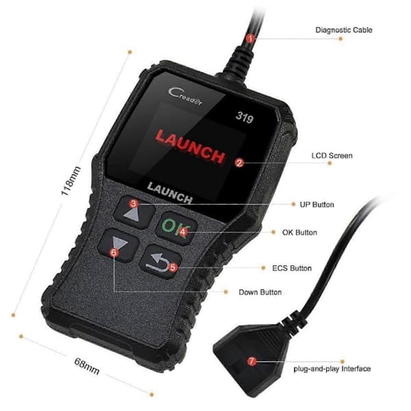 LAUNCH CR319 Creader Bilkodläsare OBD2 Scanner OBDII EOBD Automotive Diagnostiska Verktyg OBD2 Autom
