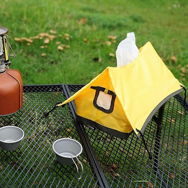 Tält Servettlåda - Vikbar Portabel Förvaringslåda För Utomhuscamping Servettlåda Grill Kreativ Tältformad Servettförvaringslåda Vikbar Gul