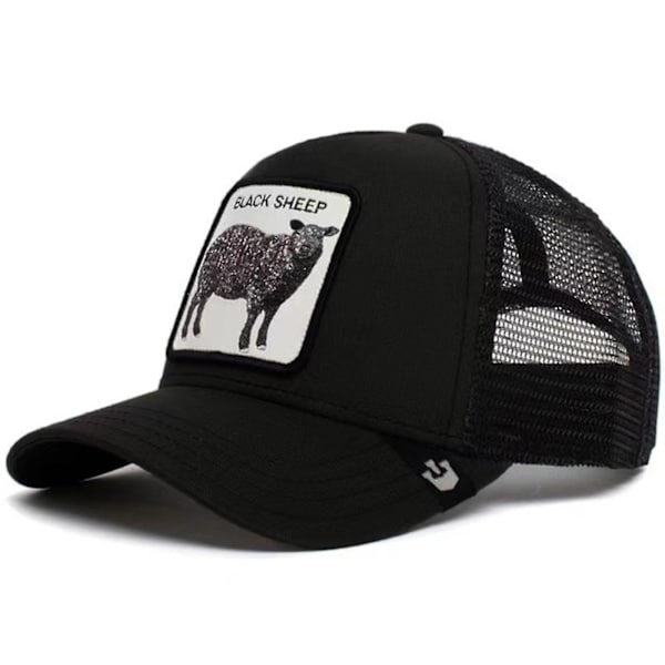 Farm Animal Trucker justerbar cap Mesh Style för män W Black Sleep