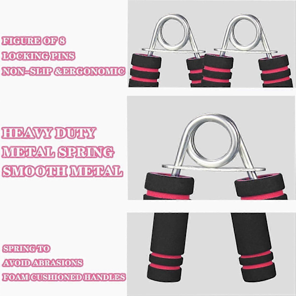 Underarmstränare för hand och fingrar - 35 LBS - För greppstyrka i metall - Greppstyrkeset (röd) 2-pack