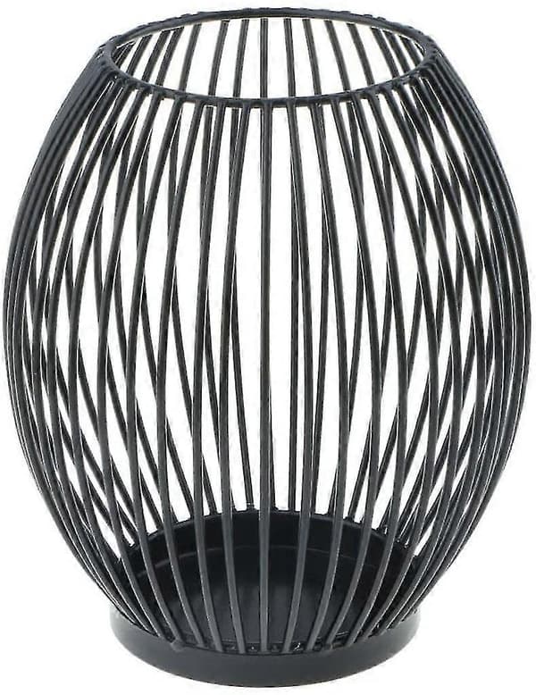 Ljusstake i metalltråd, oval korg - S