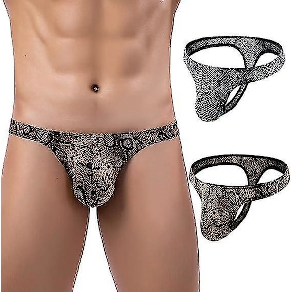 Mäns Leopardmönstrade Tanga G-string Underkläder Black snake pattern XL