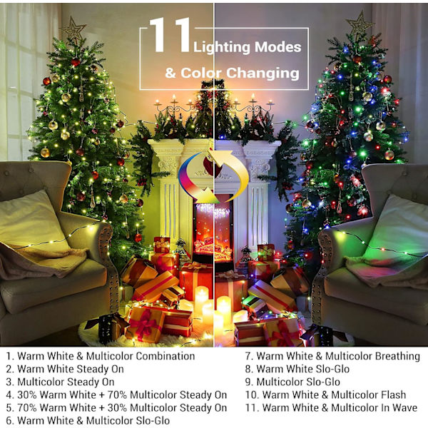 Färgskiftande julbelysning, 269ft 800 LED varmvit & flerfärgad Warm White & Multicolor