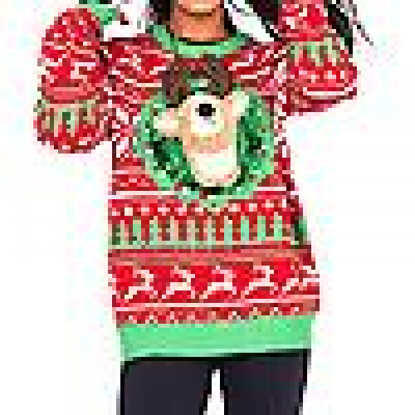 Unisex Stickad Ful Jultröja - Nyhet 3D Dock Pullover För Elk deer L