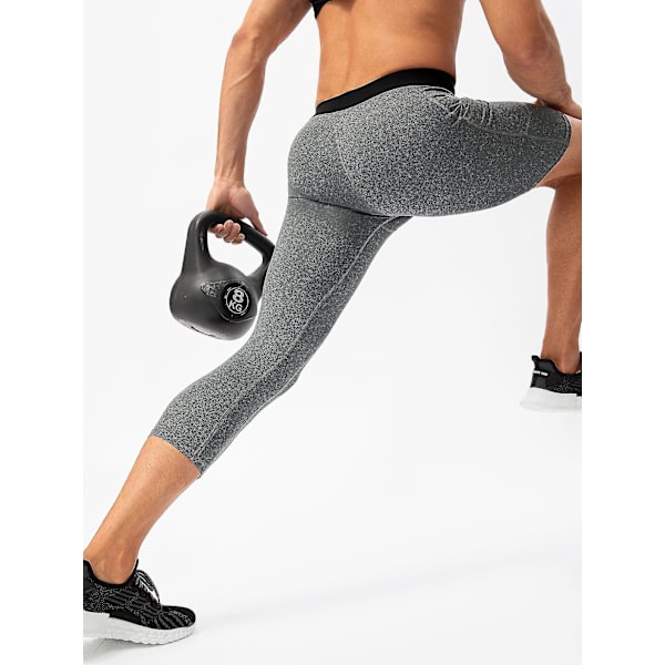 Män Enbens Leggings Kompatibla Basket Sido Fickor Fitness Träning Grey X-Large