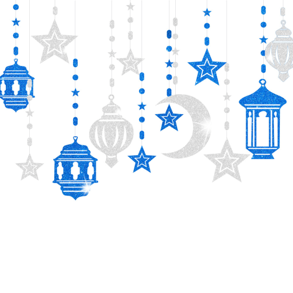 Ramadan Mubarak Takdekorationer för hemmet, 6 st Eid Mubarak H blå