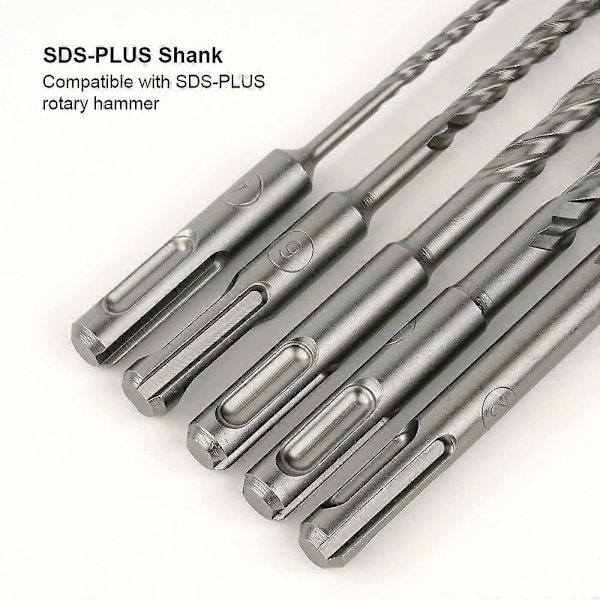 7 ST Kakelborr, SDS-Plus Elektrisk Hammarborr för Hammarborr, Korsborrar Metall - 4, 5, 6, 6, 8, 10, 12 x 160 mm