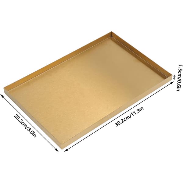 Rektangulär dekorativ bricka i guld, badrumsbricka 20x10cm