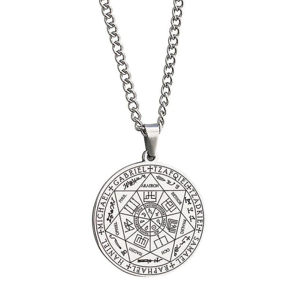 7 Ärkeänglar Hänge Smycke Salomos Sigill Tetragrammaton Män Änglar Sigil Halsband Sigill Av Sju Ärkeänglar Talisman Halsband Silver