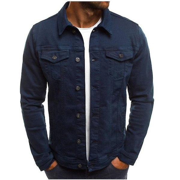 Kort jeansjacka med smal passform, perfekt matchad för att visa upp personlig stil Navy Blue XL